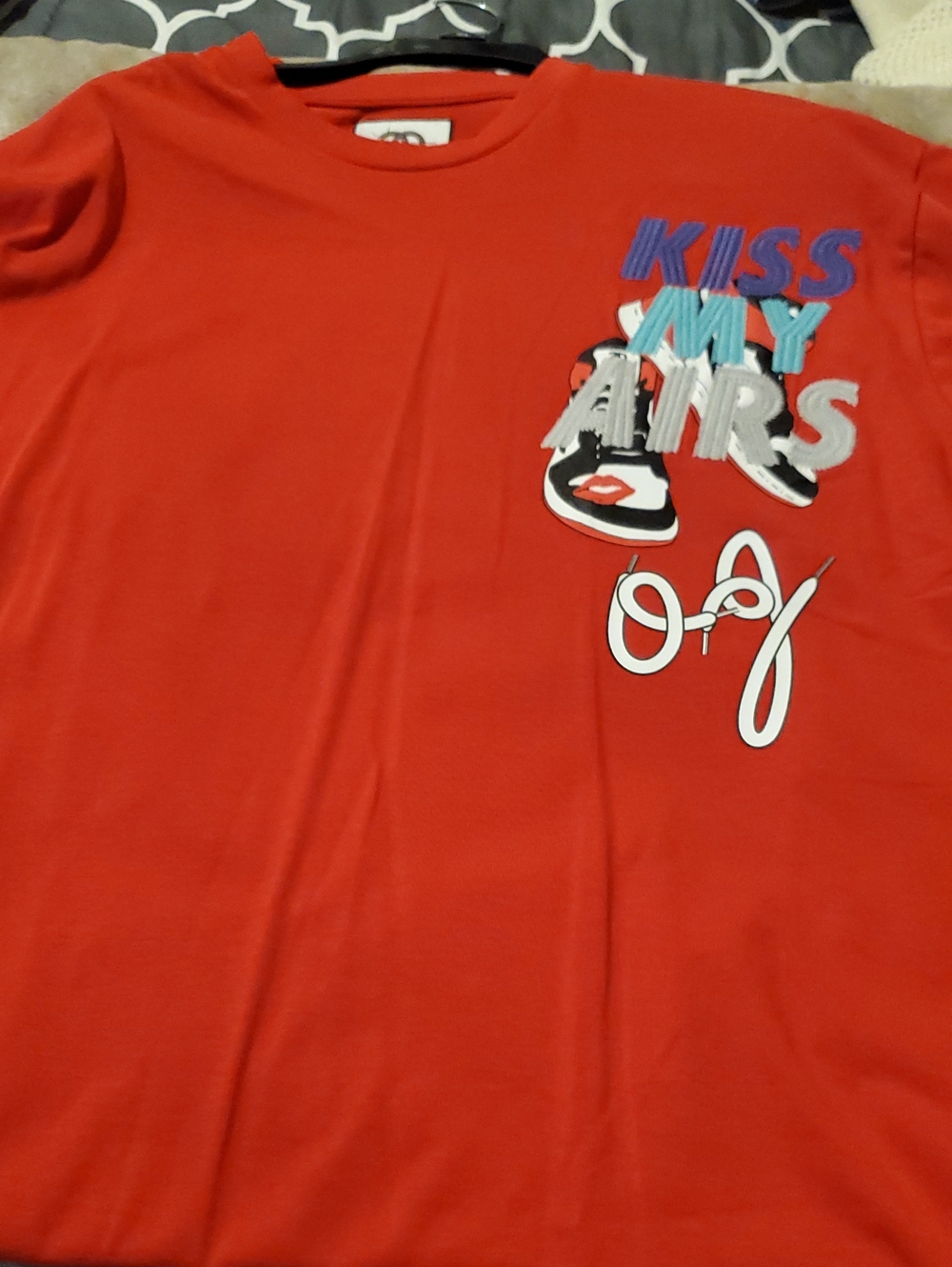 Red Short Sleeve Graphic Tee - Kiss My Airs Design